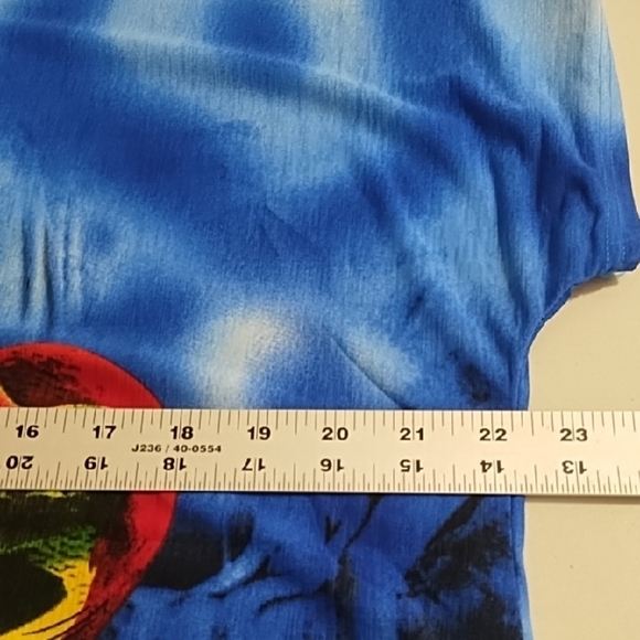 Lightweight Stretchy Peacock Print Blue Women's coverup Lounge Top - Picture 5 of 11